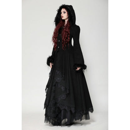 Dark in Love Eira Lace and Faux Fur Trimmed Hooded Coat - Size UK 10 Left Only!