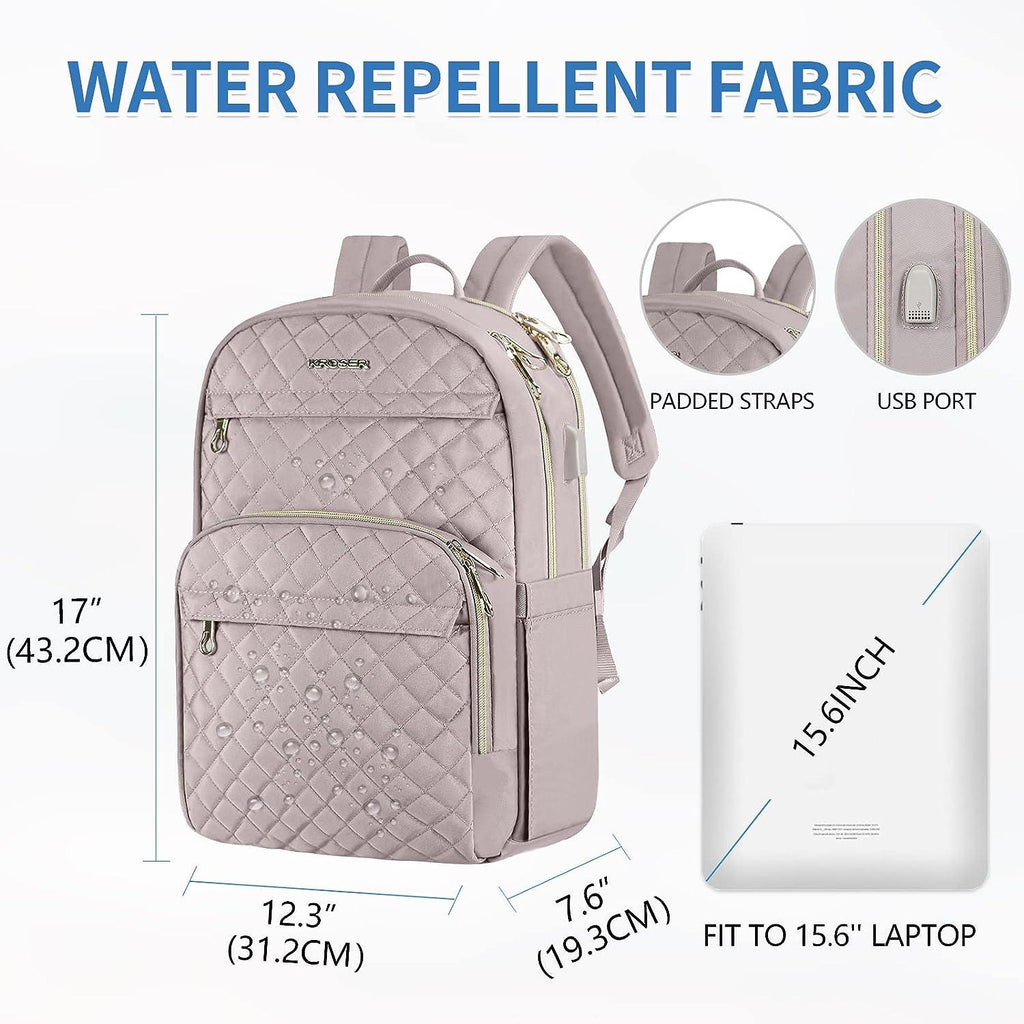 Laptop Backpack 15.6 Inch USB Charging Water Repellent Travel School Bag Kroser