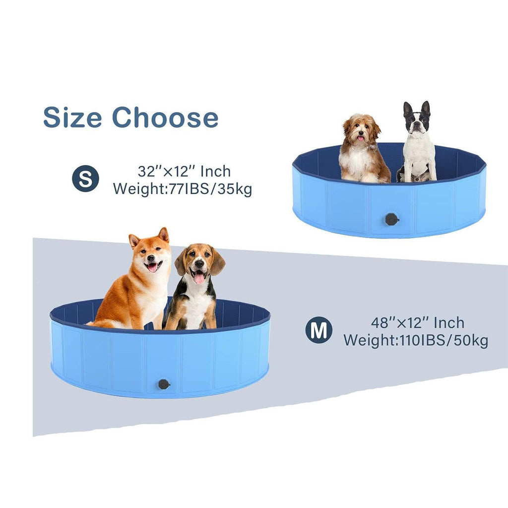 Dog Pool, Durable Paddling Pool with Quick Drainage Hole, Foldable Pet Bath Tub Outdoor