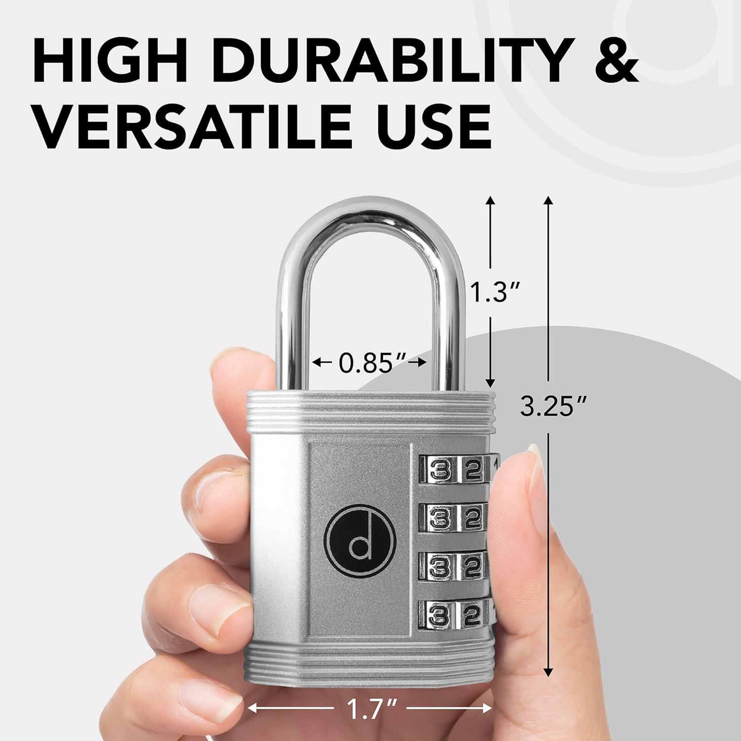 Desired Tools 4-Digit Combination Padlock - Weatherproof for Gym, Gate & Storage