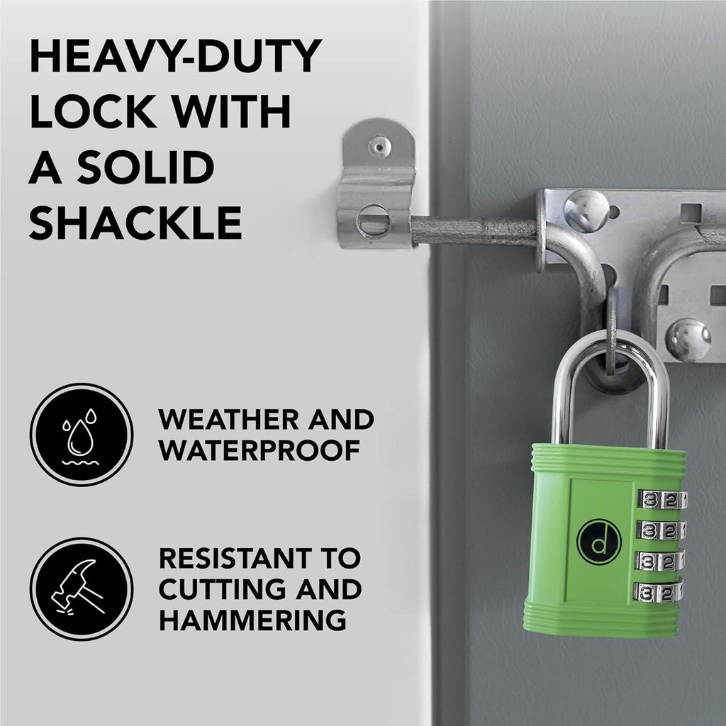 Desired Tools 4-Digit Combination Padlock - Weatherproof for Gym, Gate & Storage