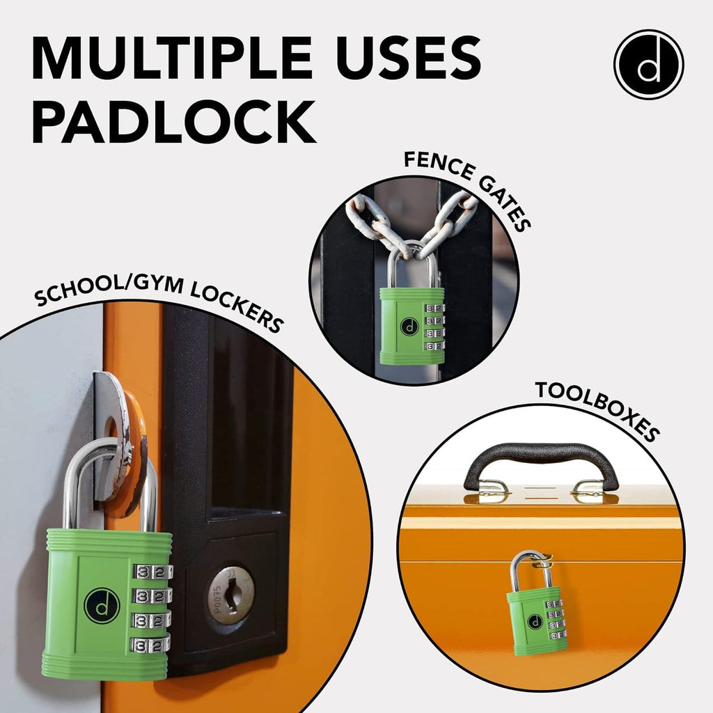 Desired Tools 4-Digit Combination Padlock - Weatherproof for Gym, Gate & Storage