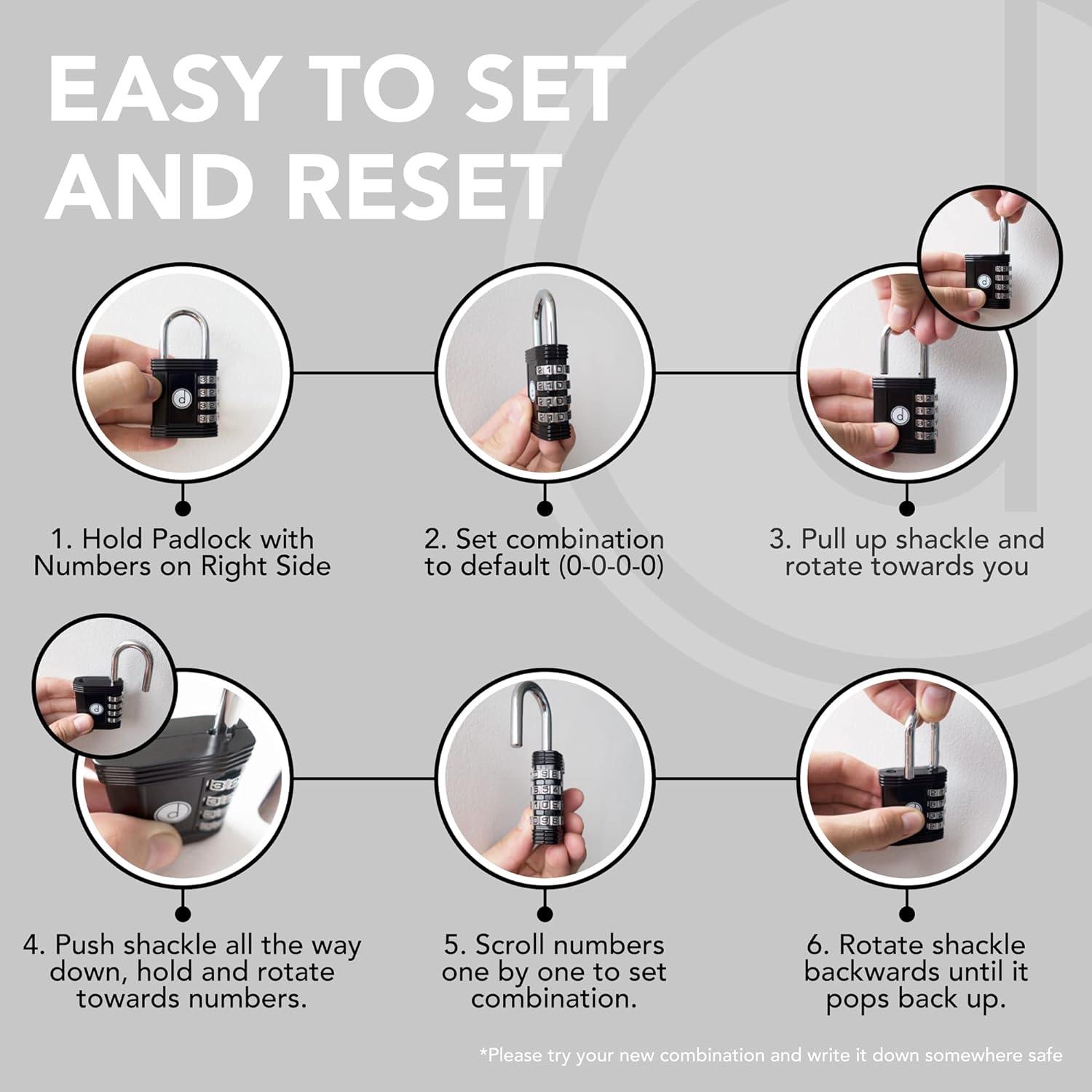 Desired Tools 4-Digit Combination Padlock - Weatherproof for Gym, Gate & Storage