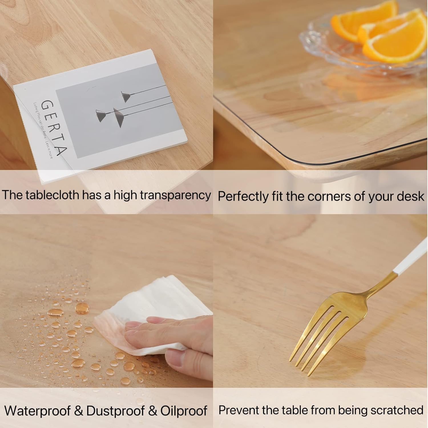 Clear Table Protector 60x60cm Transparent PVC 2mm Thick Table Pad Yanen