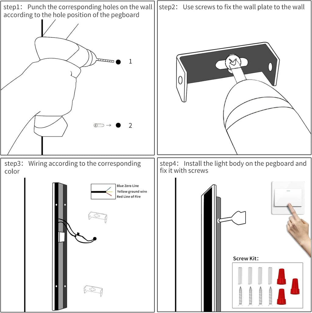 Mikeru 80CM LED Outdoor Wall Light, 3 Color 3000K/4500K/6000K, Rainproof