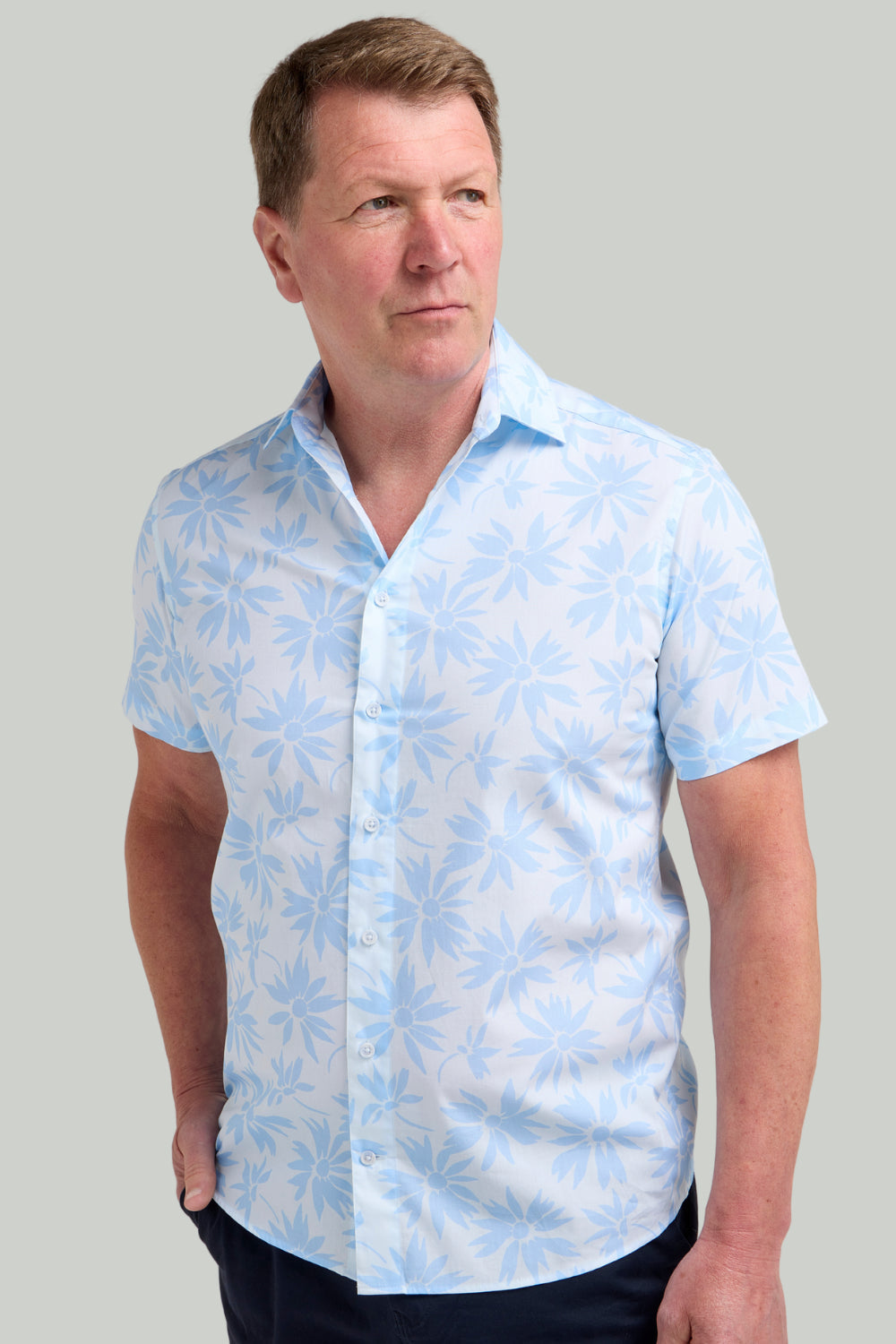 Double TWO Floral Print Short Sleeve Shirt For Men in 2 Colours, M-5XL