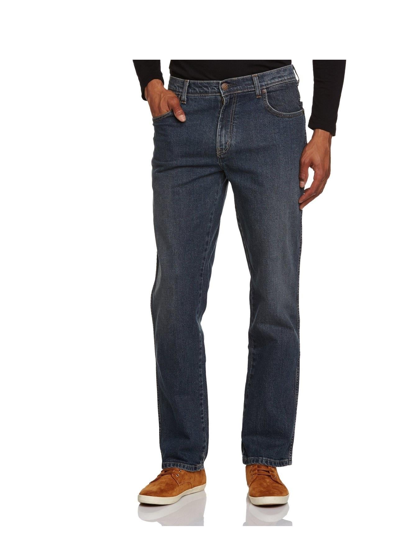 Wrangler Mens Extra Tall Stretch Midused Blue Jeans "Wonderyear"