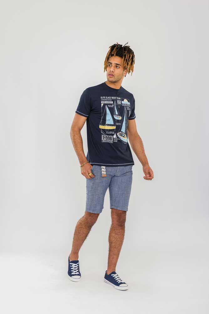 NEVILLE - D555 Mens Plus Size Yacht Team Crew Neck Printed T-Shirt