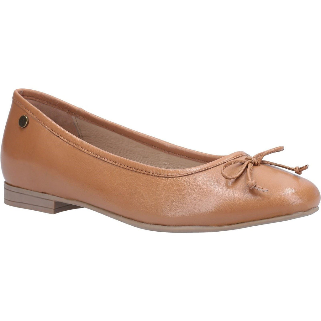Hush Puppies Naomi Slip On Ballet Pump Ladies Shoes in Tan