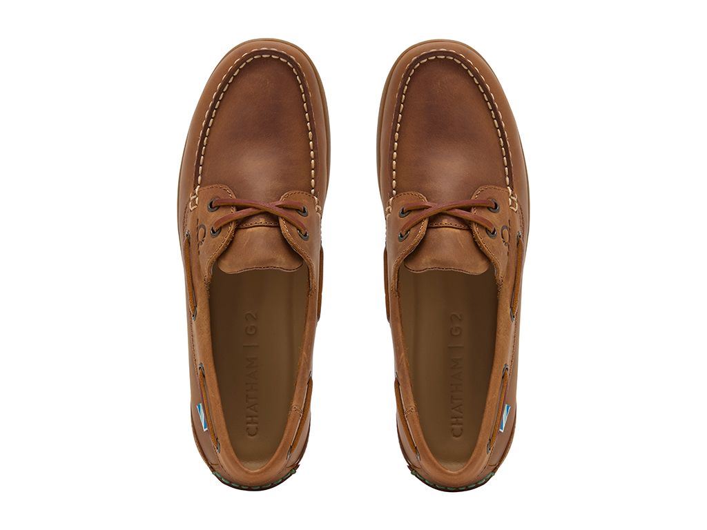 Chatham Leather Boat Shoes For Men - Deck Buton G2 in Walnut, 6-12