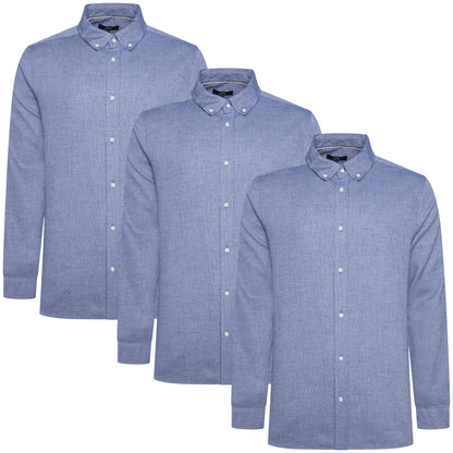 Men's Waffle Textured Long Sleeve Shirt | Blue | Singles & Multi-Packs