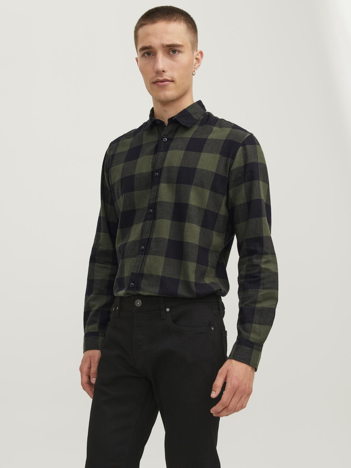 Jack & Jones Twill Checked Shirt With Long Sleeves For Men (JJEGINGHAM) in 5 Colours, L-XL