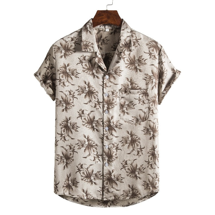Men’s Short Sleeve Printed Beach Shirt – Casual Summer Hawaiian Tee