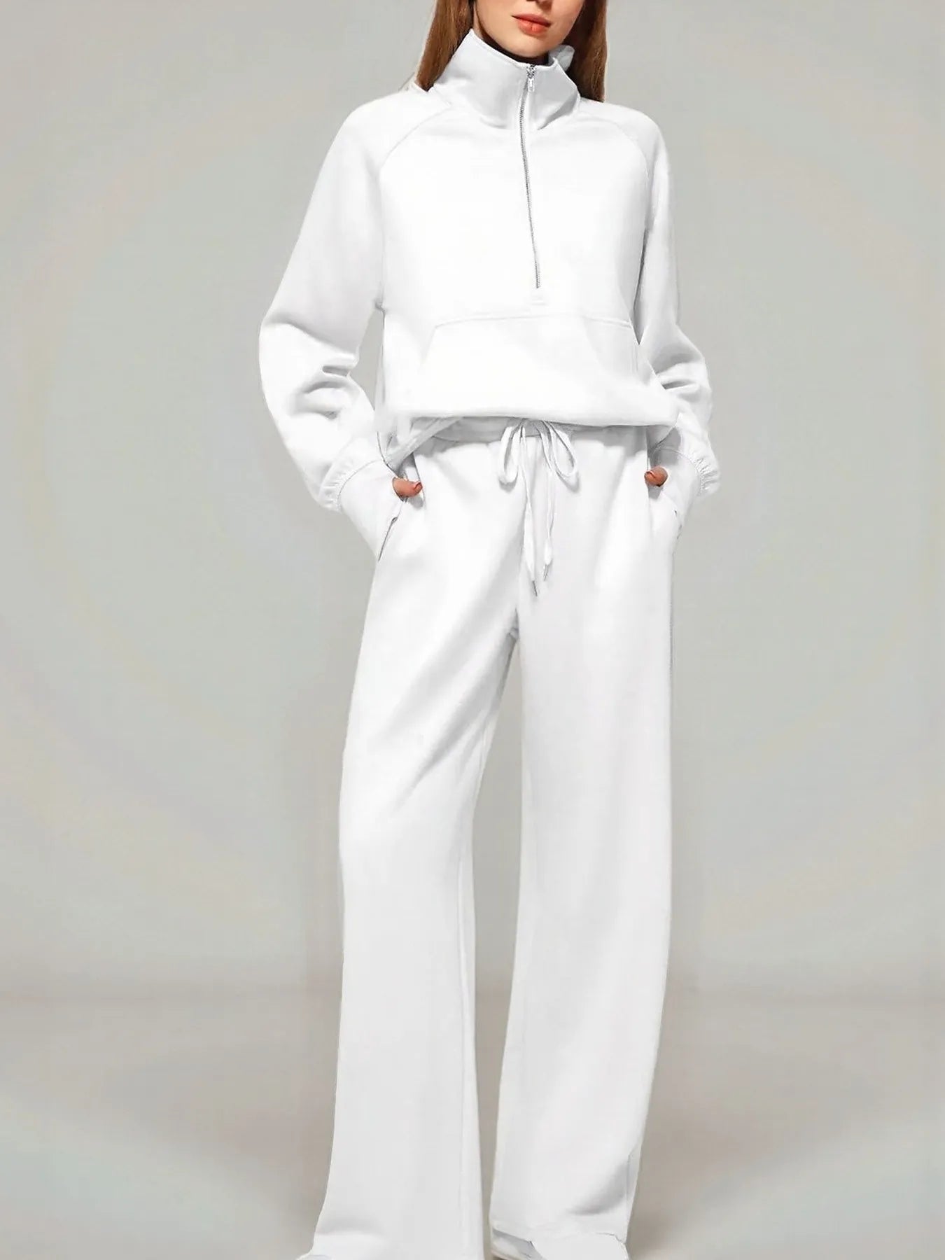 Half Zip Long Sleeve Top and Pants Set