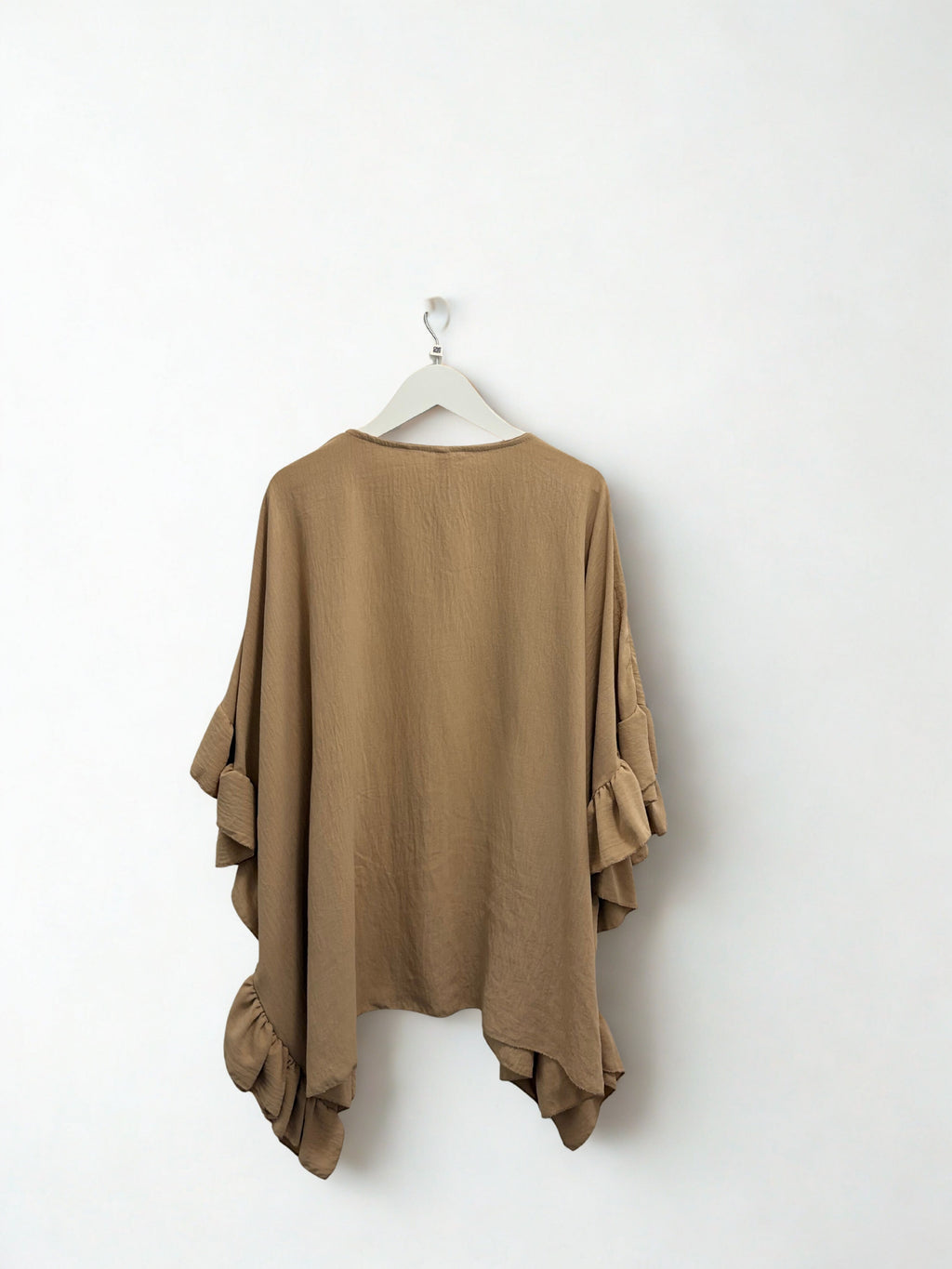 Women’s Ruffle Sleeve Kimono Cardigan | Lightweight Layering Jacket | One Size Fits 8–24/26