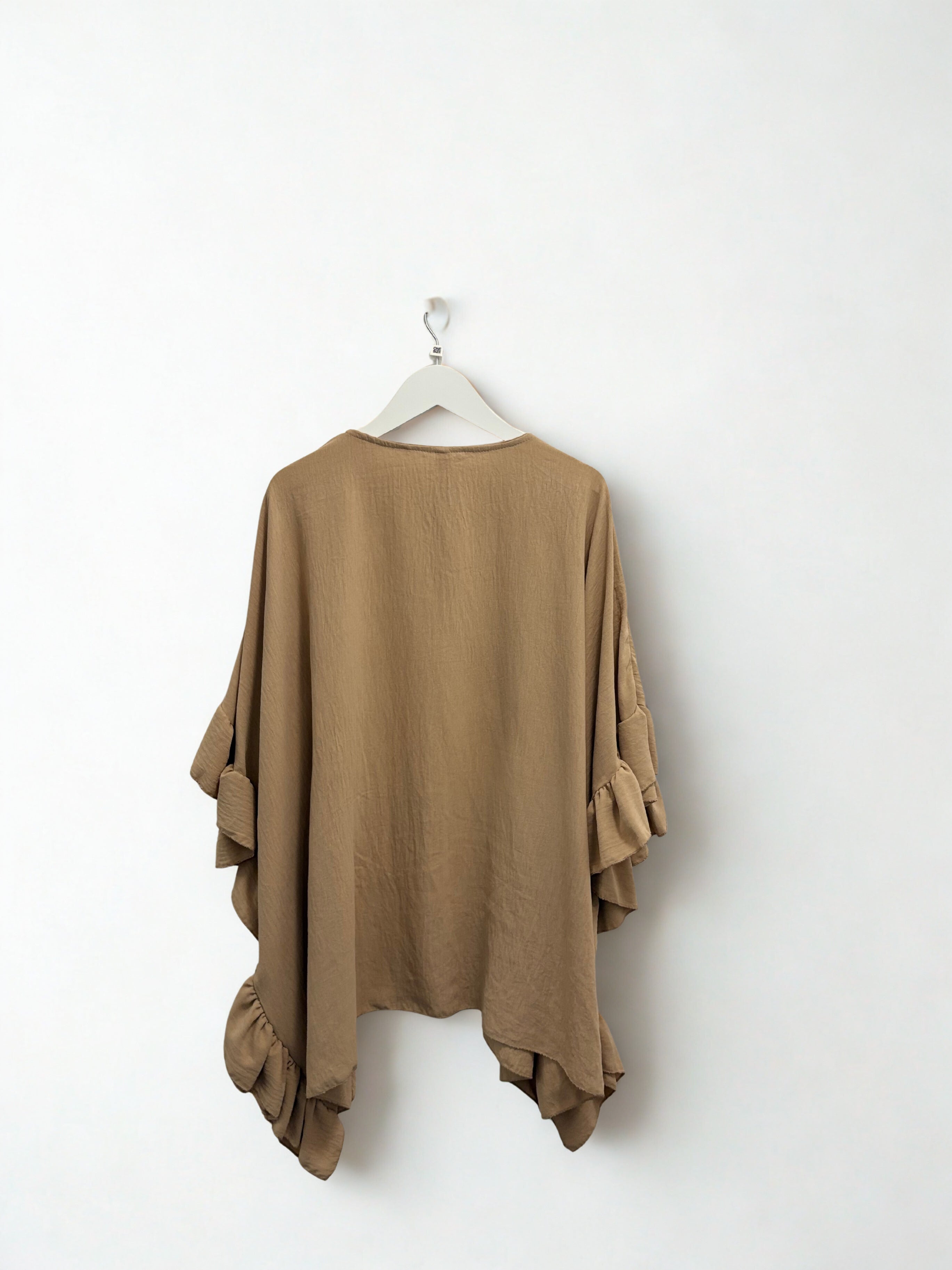 Women’s Ruffle Sleeve Kimono Cardigan | Lightweight Layering Jacket | One Size Fits 8–24/26