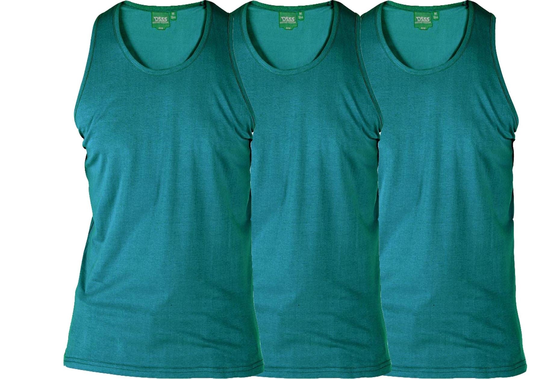 D555 Pure Cotton Long Length 3 Pack Muscle Vests Size Medium to XXL