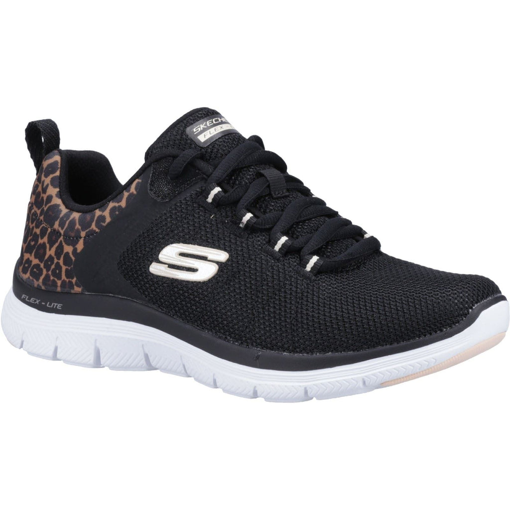 Skechers (GAR149582) Women's Flex Advantage 4.0 - Wild Ballad Shoe in Black/Leopard 3 to 8