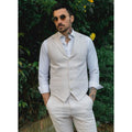 TruClothing Men's Linen 2 Piece Suit Waistcoat Trousers Cream Wedding