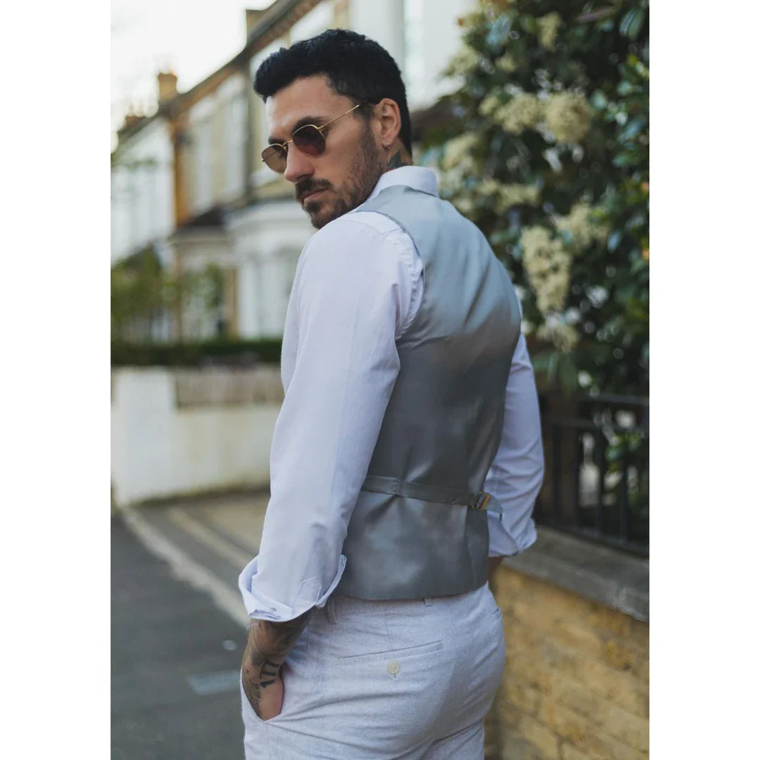 TruClothing Men's 2 Piece Suit Waistcoat Trousers Light Grey Wedding