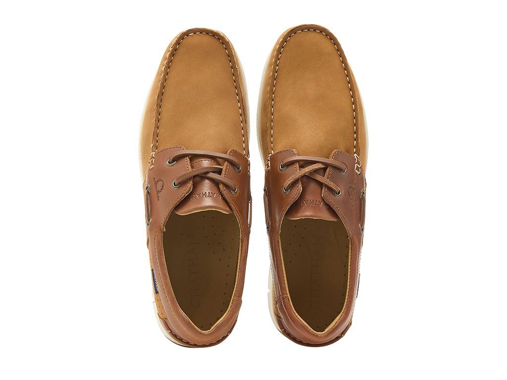 Chatham Nubuck & Leather Boat Shoes For Men - Brixham in Tan, 6-15
