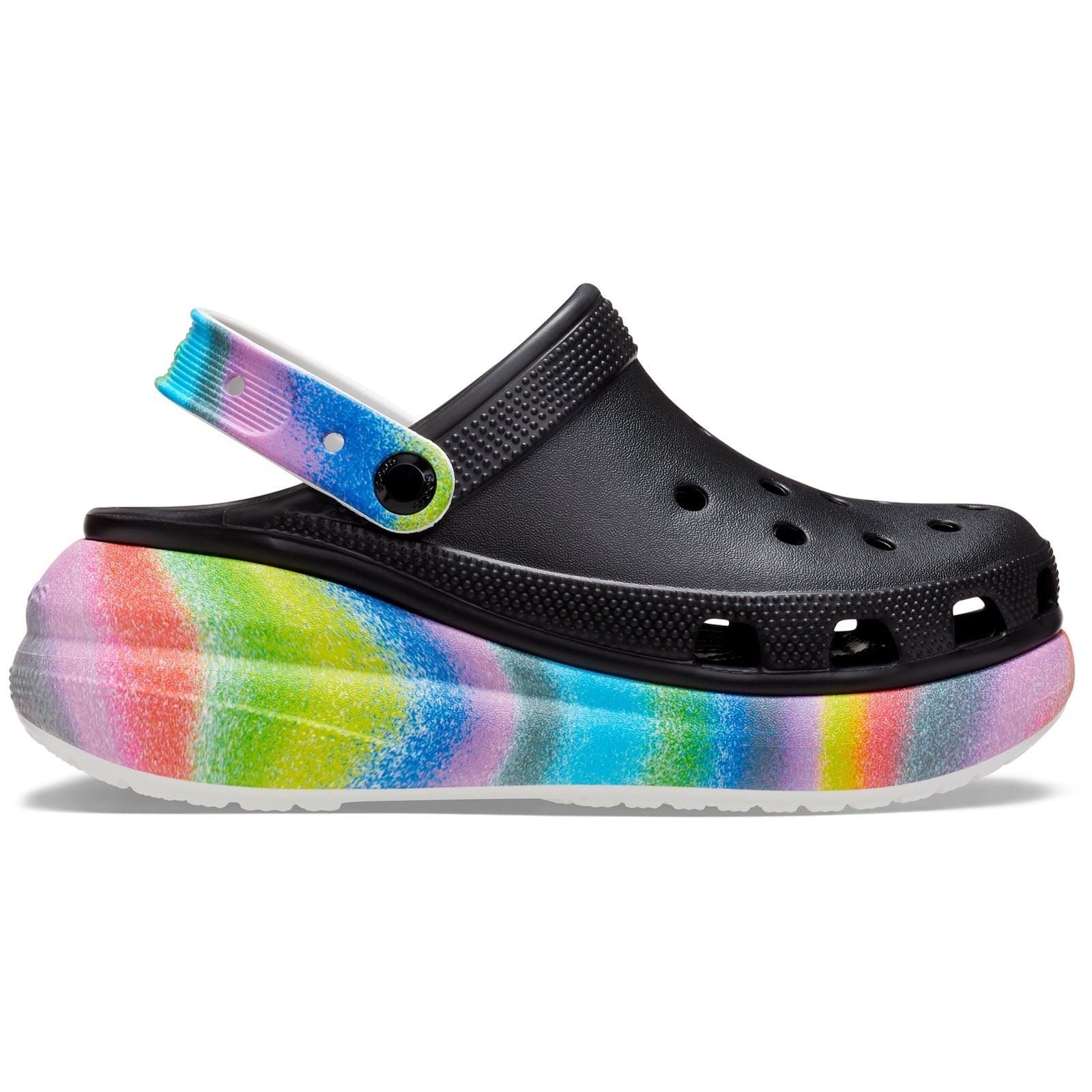 Crocs Women's Classic Crush Spray Dye Clog in Black/Multi 4 to 8
