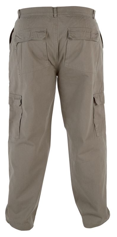 DUKE LONDON RELAXED FIT PURE COTTON 6 POCKET COMBAT/CARGO TROUSER IN SAND WAIST 42 TO 60" & INSIDELEG 30/32/34"