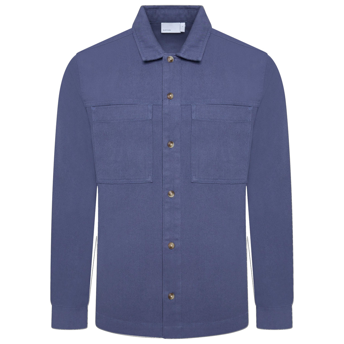 Ex-ASOS Men's Blue Heavyweight Cotton Twill Overshirt with Pockets