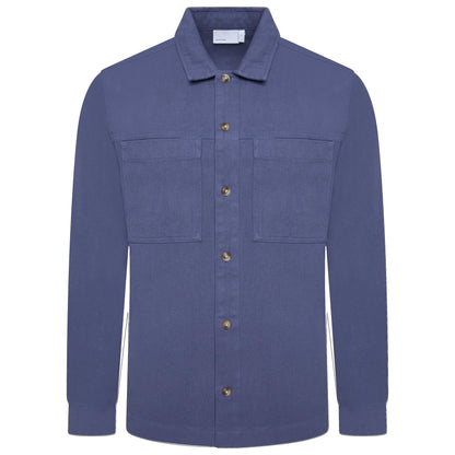 Ex-ASOS Men's Blue Heavyweight Cotton Twill Overshirt with Pockets