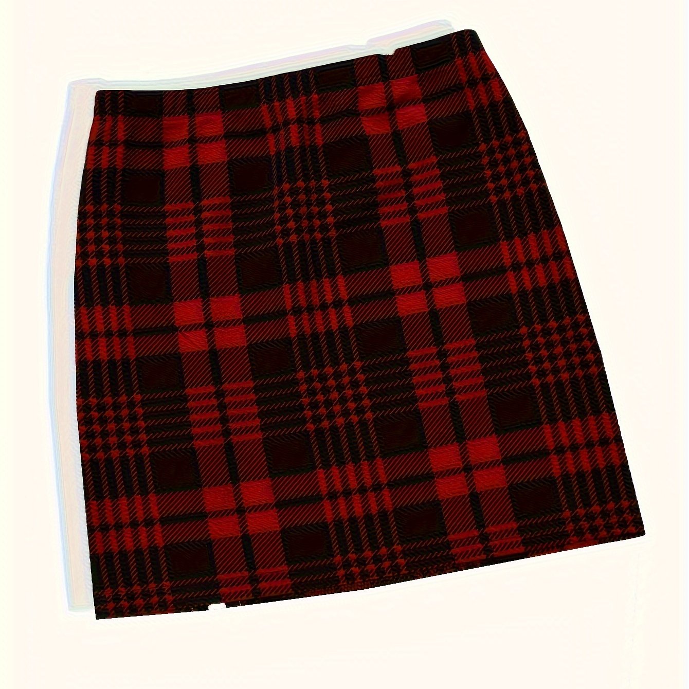 Plaid Print Split Skirt, Elegant Elastic Waist Slim Skirt For Summer, Women's Clothing