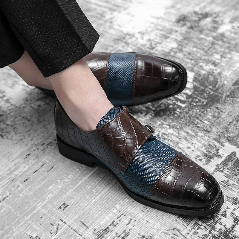 Men's Double Buckle Plus Size Leather Shoes