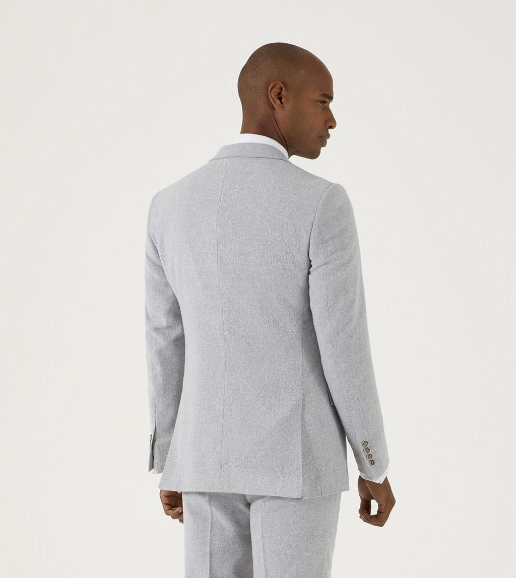Skopes Jude Suit Jacket For Men's in Silver Herringbone, 34S to 58L