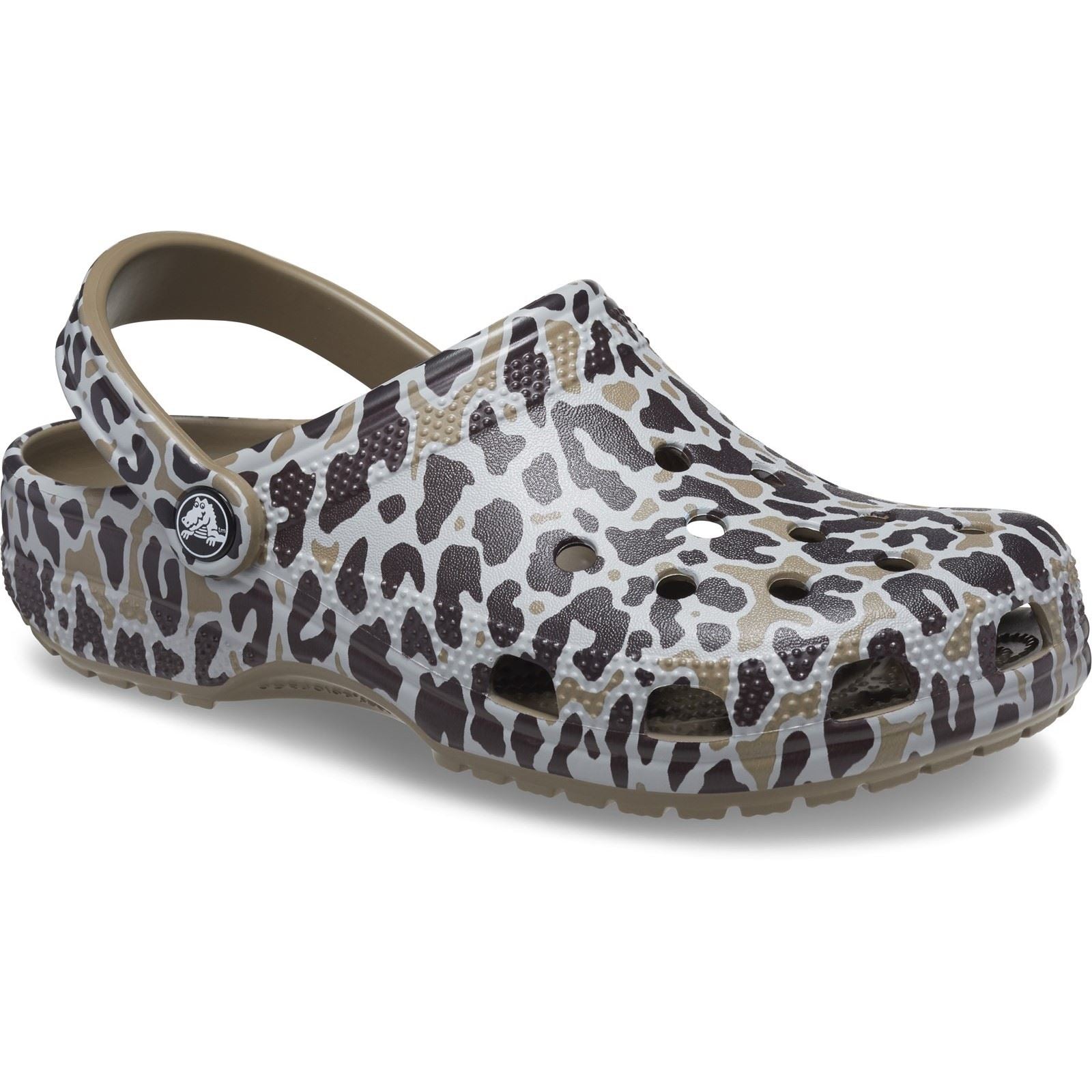 Crocs Unisex's Classic Animal Print Clog in Khaki/Leopard 4 to 8