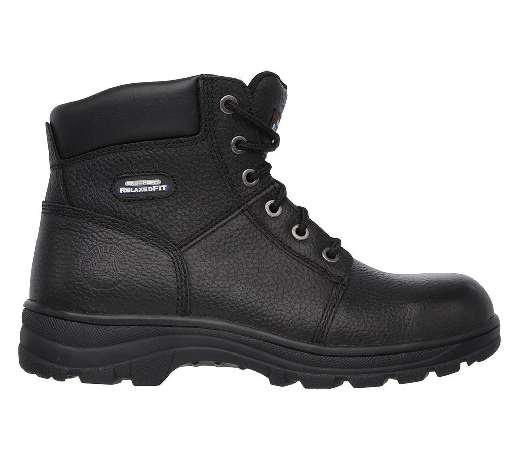 SKECHERS Men's Relaxed Fit-Workshire Steel Toe boot in Black