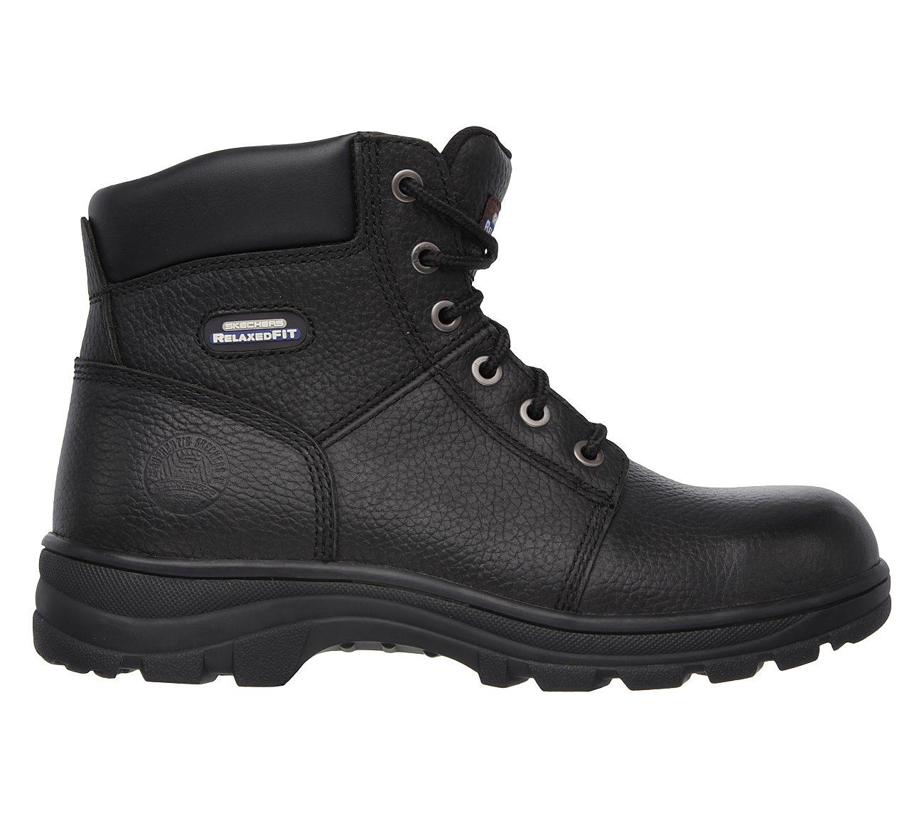 SKECHERS Men's Relaxed Fit-Workshire Steel Toe boot in Black