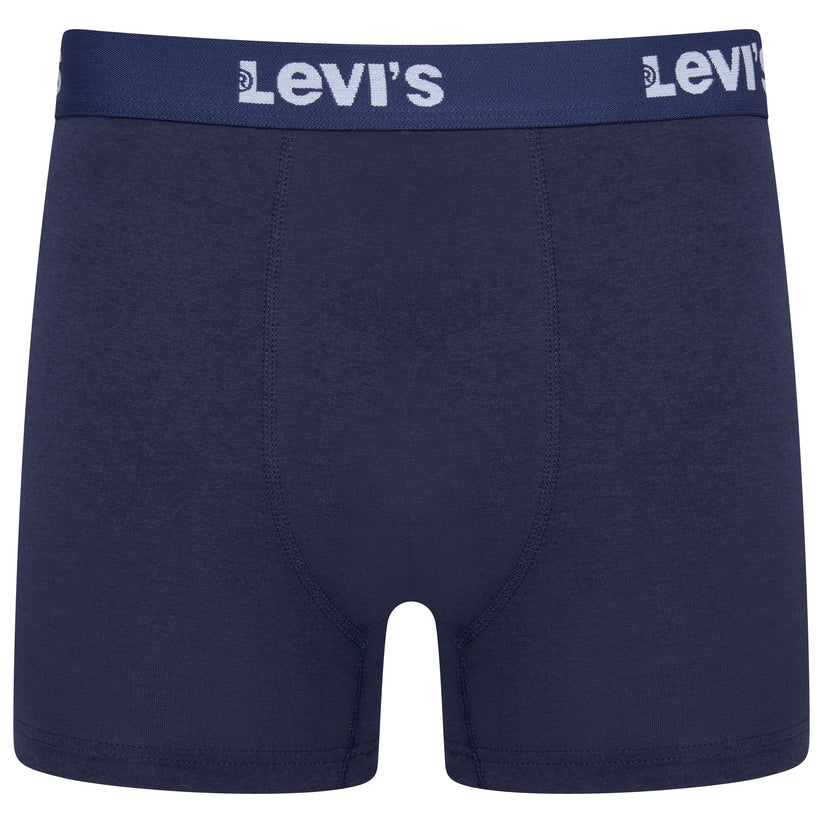 Levi's men's boxer briefs in dark navy blue with a navy waistband featuring the white Levi's logo.