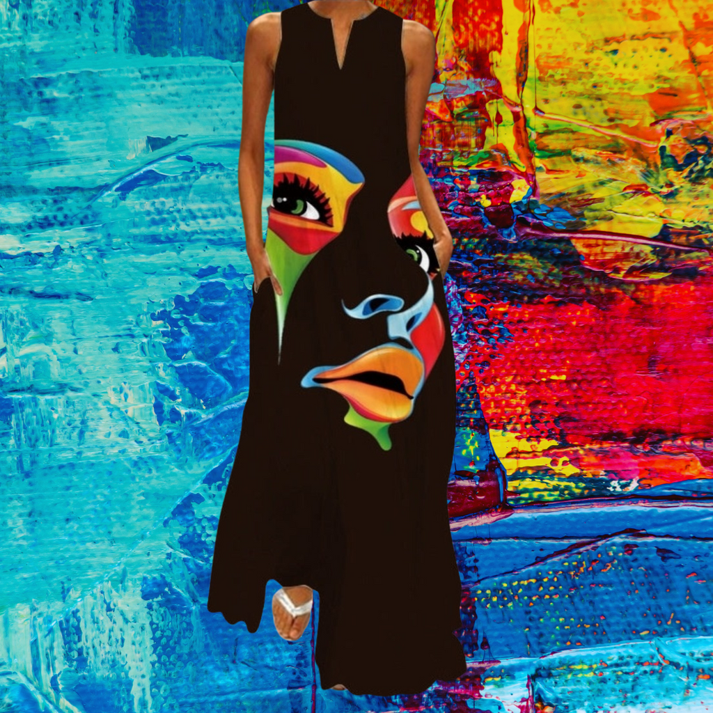 Bohemian Printed Maxi Dress with Pockets - Loose Ankle-Length Summer A-Line Dress for Women COLLECTION