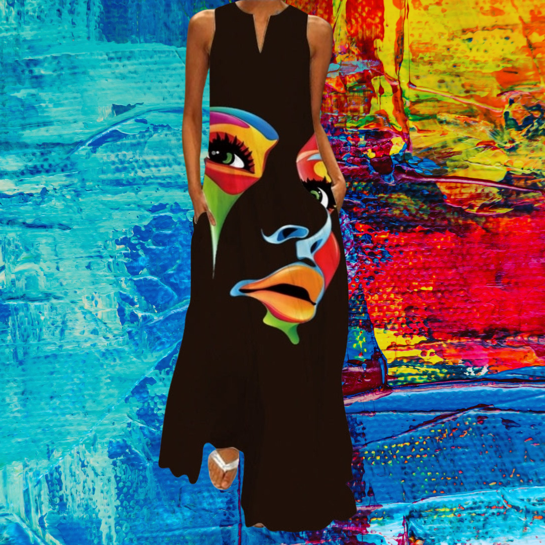 Bohemian Printed Maxi Dress with Pockets - Loose Ankle-Length Summer A-Line Dress for Women COLLECTION