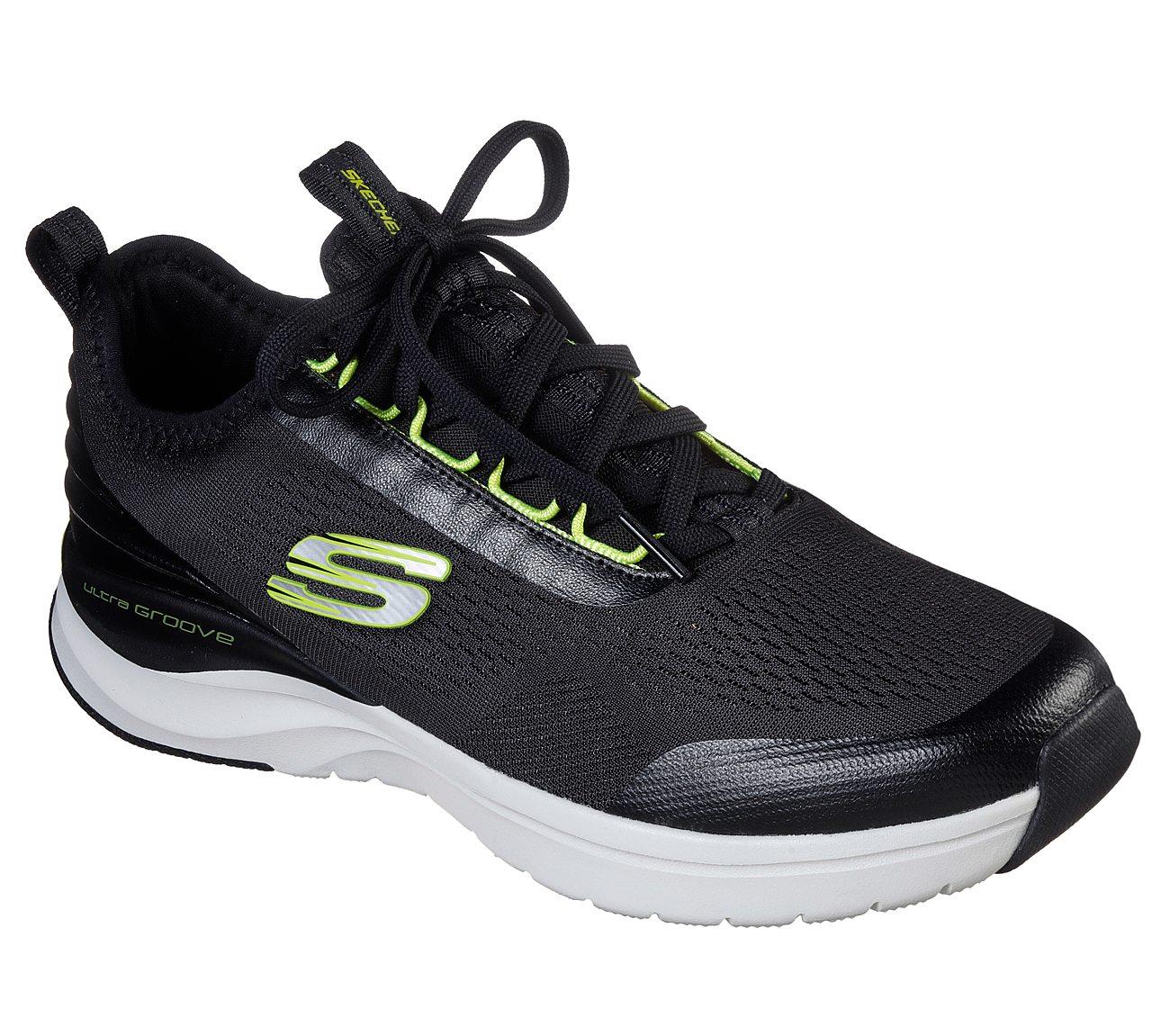 SKECHERS Men's Ultra Groove - Zardov shoes in Black/Lime