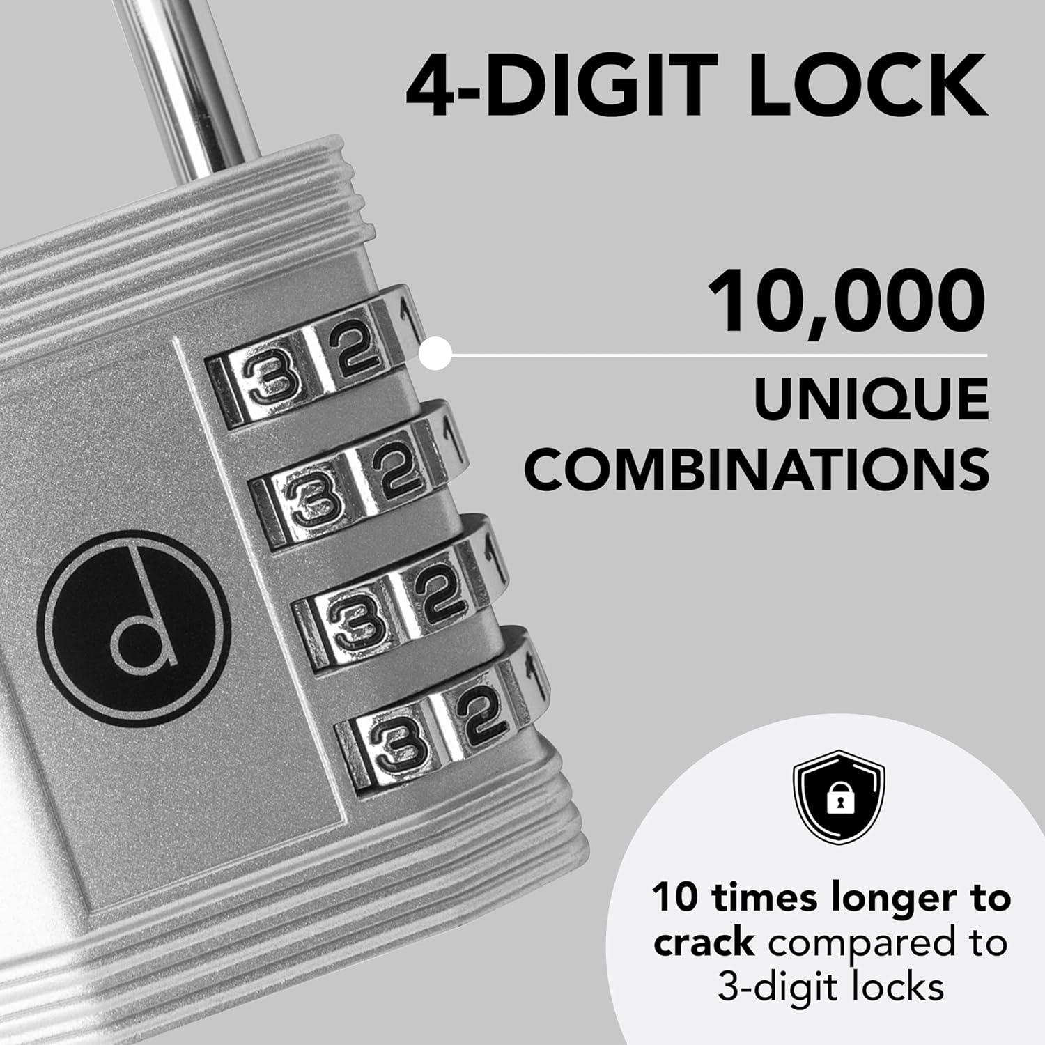 Desired Tools 4-Digit Combination Padlock - Weatherproof for Gym, Gate & Storage