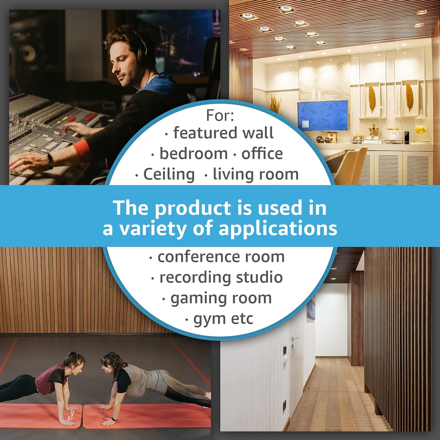 Acoustic Wood Slatted Wall Panels 2 Pack 60x120cm 3D Effect Cherry Finish Art3d