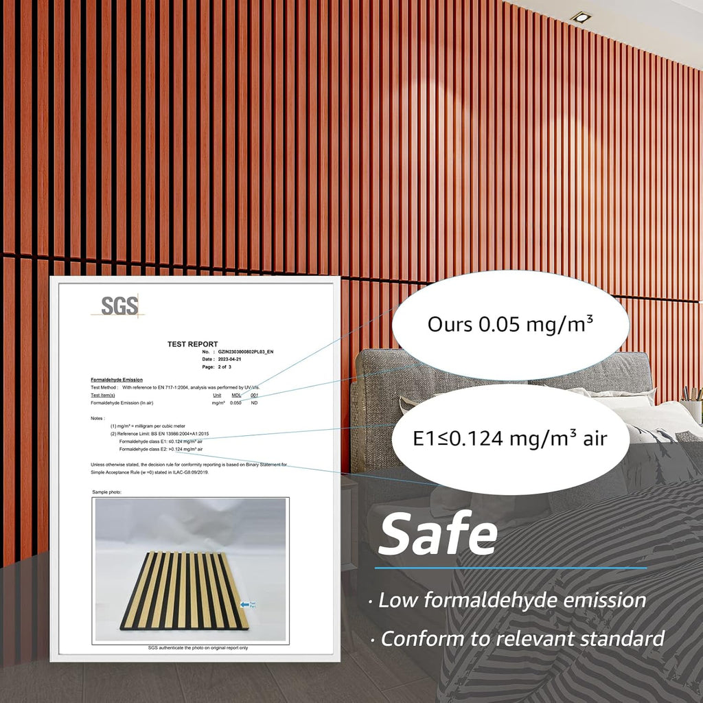 Acoustic Wood Slatted Wall Panels 2 Pack 60x120cm 3D Effect Cherry Finish Art3d