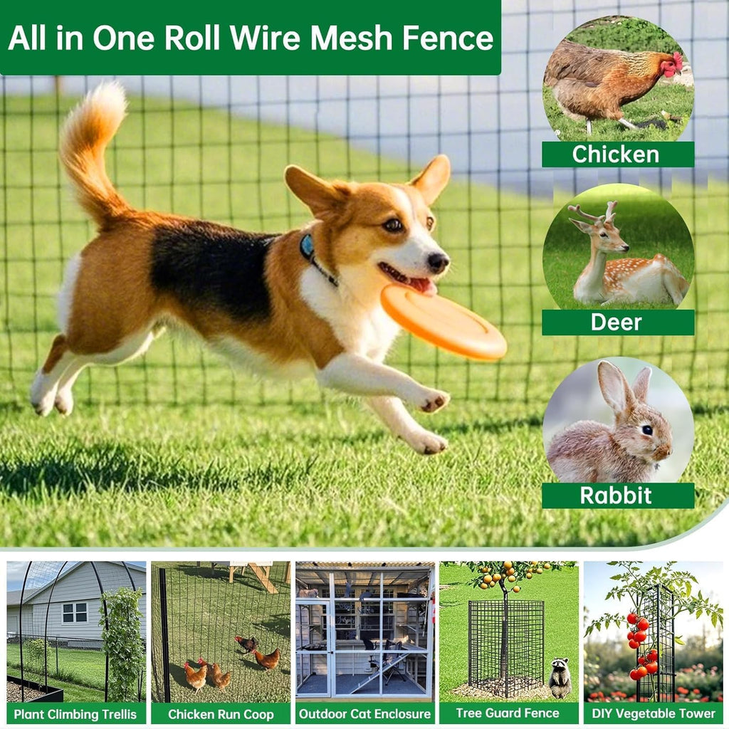 1M x 25M Green PVC Wire Mesh Fence Heavy Duty Rust Proof Garden Fencing Roll