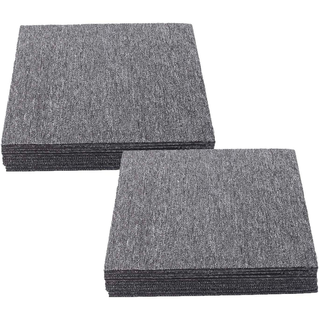 Carpet Tiles 50x50cm 20PCS Heavy Duty Commercial PVC Backing Dark Grey Nisorpa