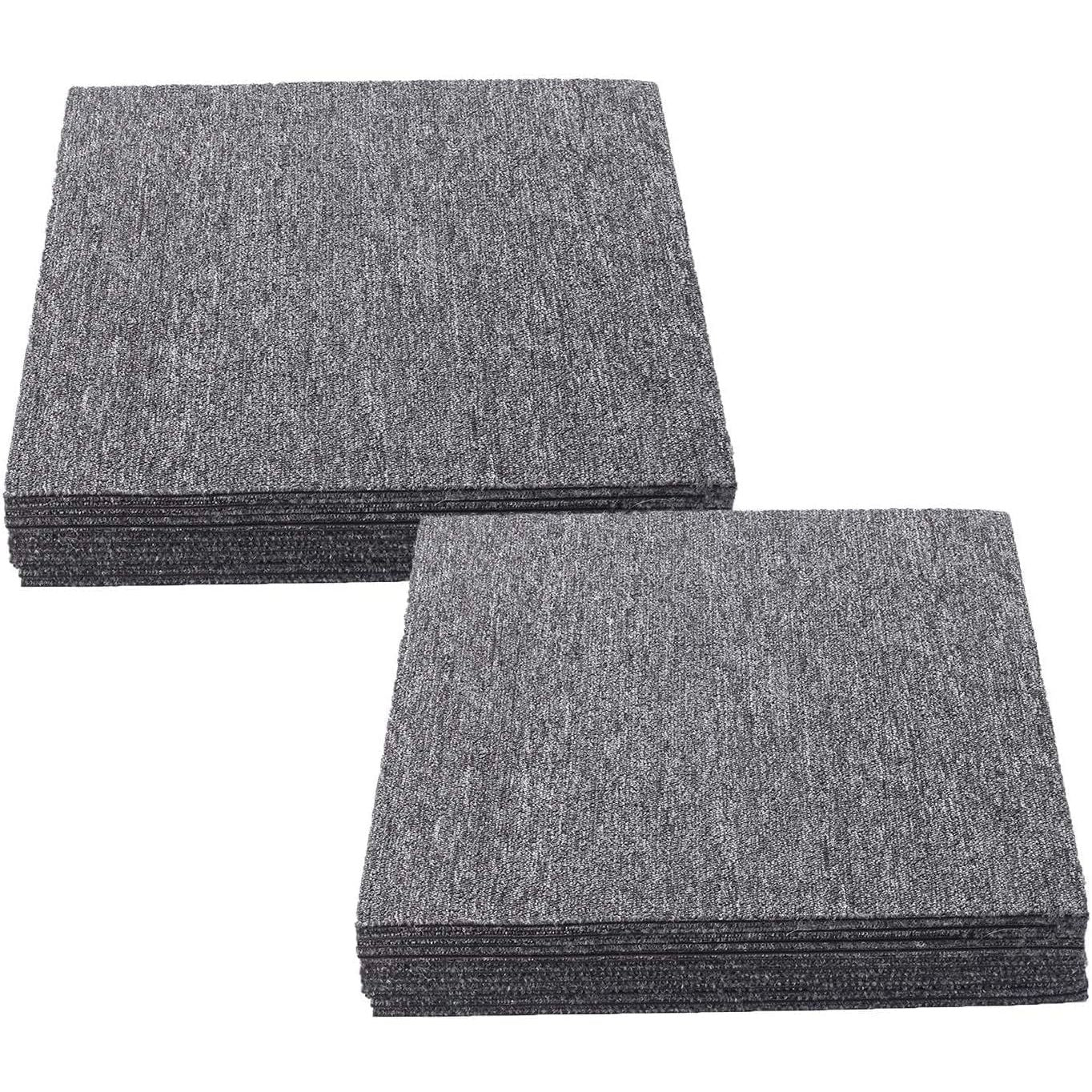 Carpet Tiles 50x50cm 20PCS Heavy Duty Commercial PVC Backing Dark Grey Nisorpa