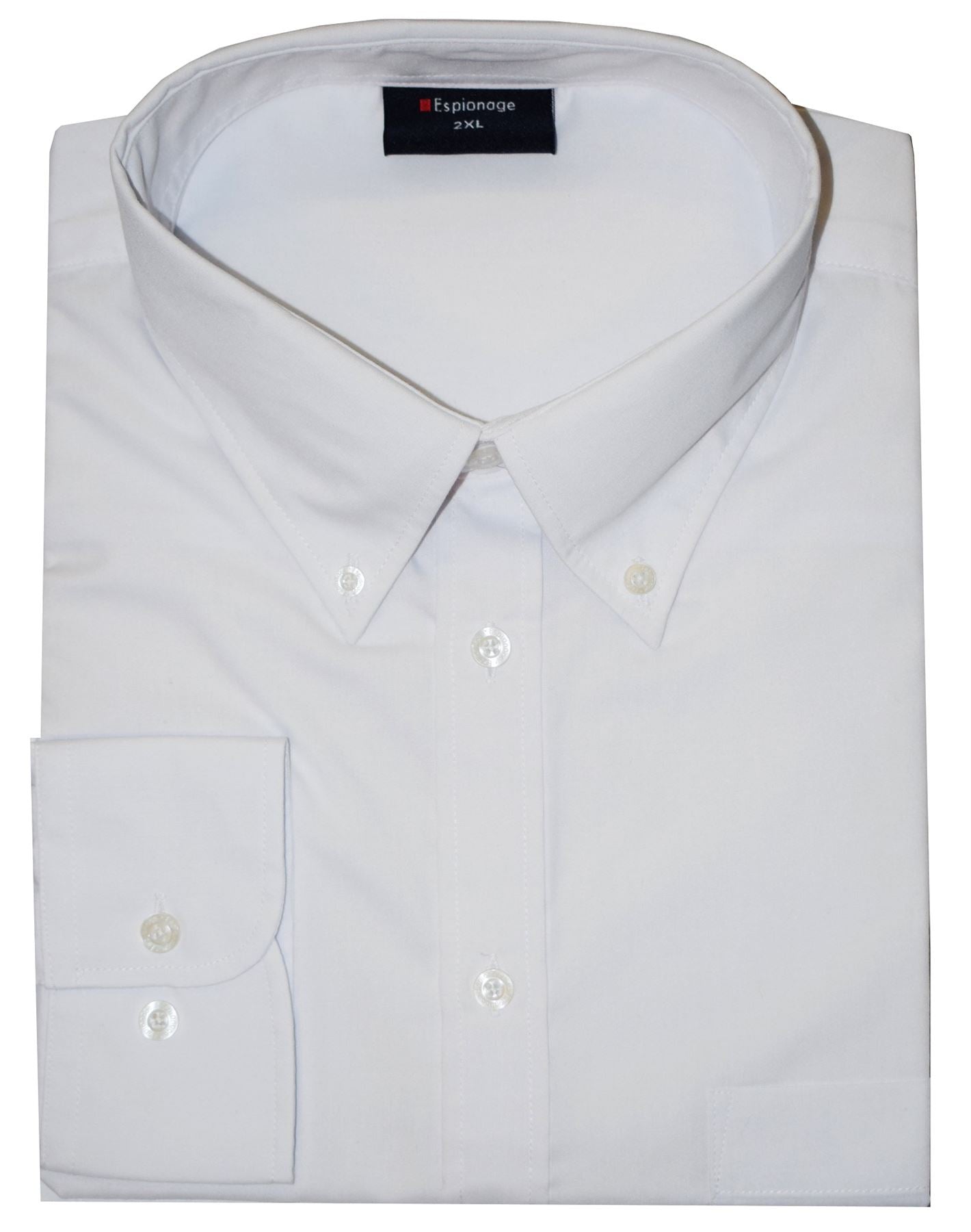 Espionage Big Size Mens Cotton Rich Long Sleeve Plain Shirt (150) 2XL - 8XL, 7 Colours