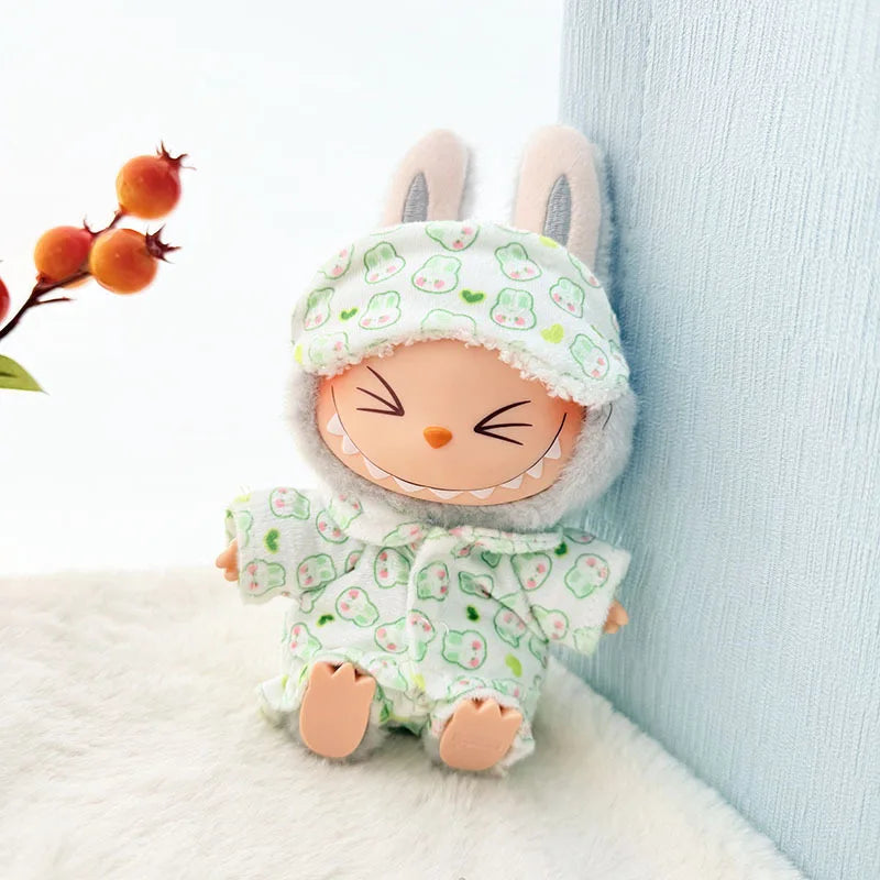 17cm Labubu I II Idol Dolls Clothes Eye Mask Pajamas Three Piece Set Accessories Korea Kpop Exo Clothing Plush Doll'S Clothes