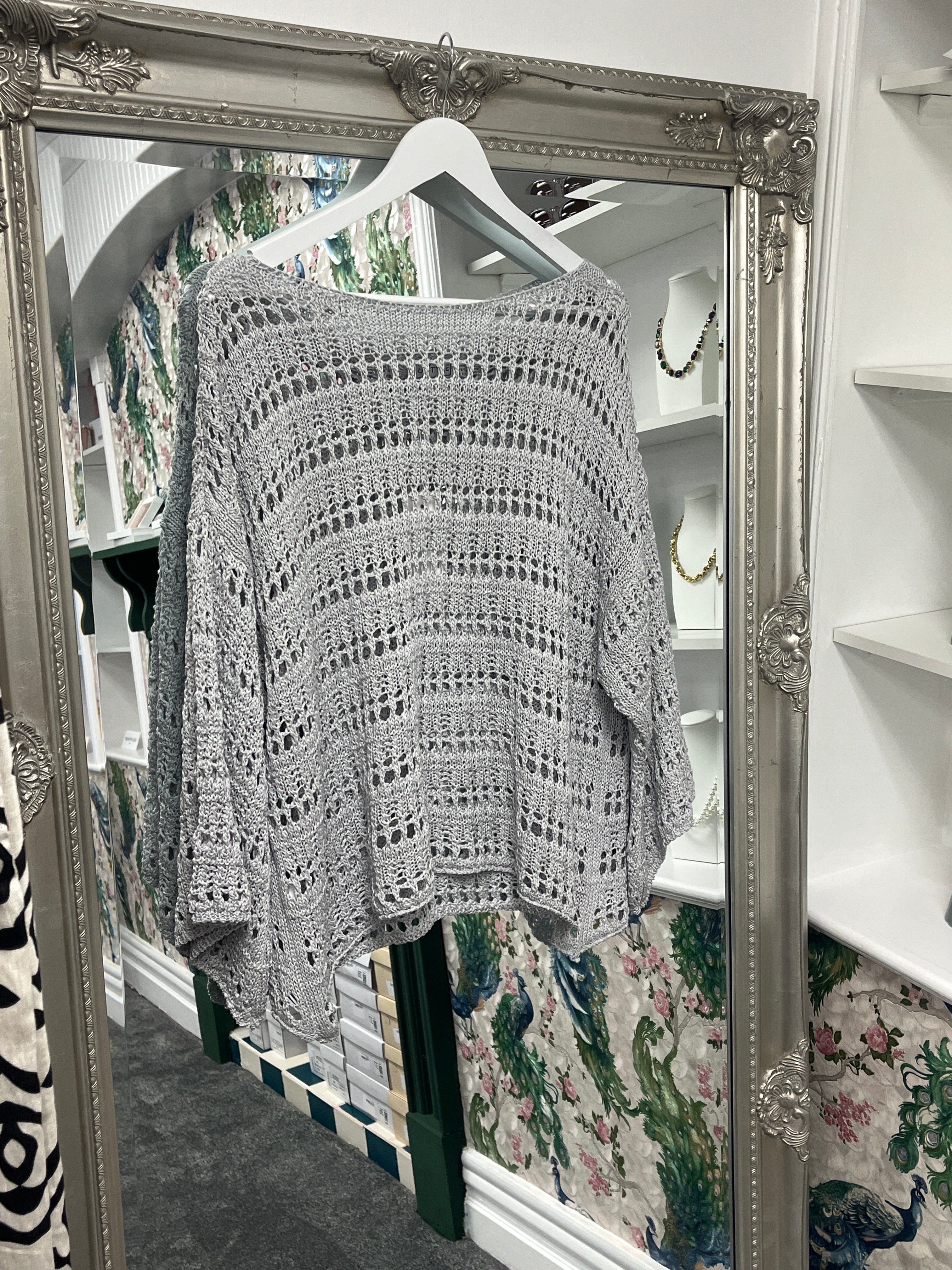 Crochet Top Grey One Size Fits 8-18