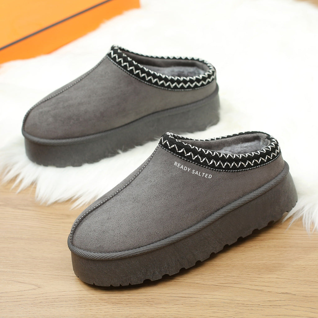 Women's Slipper Ladies Slip On Indoor Platform Slippers Warm Plush with Anti-Skid Sole Lined Outdoor Winter Shoes
