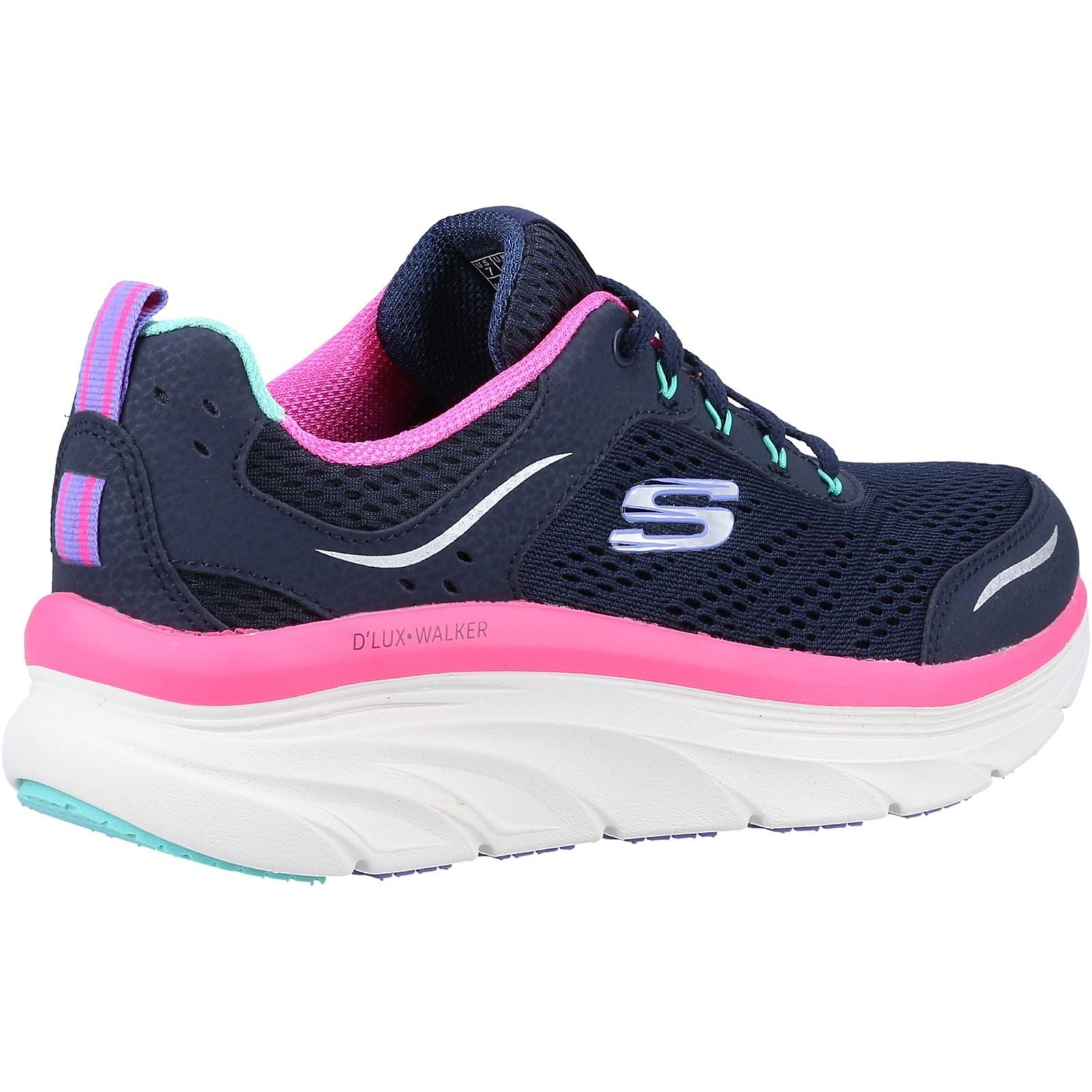 Skechers Relaxed Fit D'Lux Walker Infinite Motion Lace Up Sports Ladies Sports in Navy/Multi